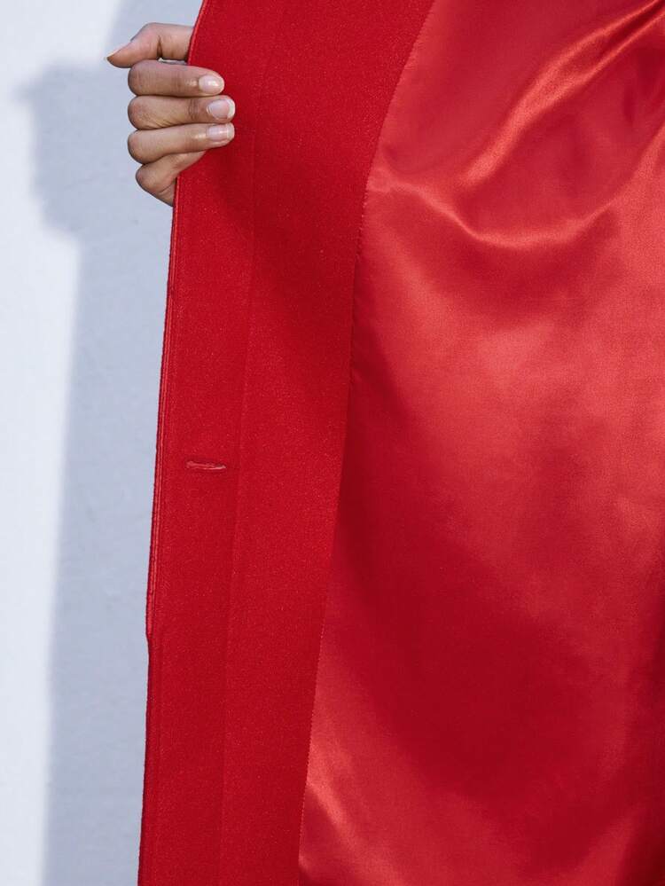 SHEIN Maija 1pc Women Solid Color Front Buttoned Long Sleeve Pocket Casual Jacket, Minimalist Daily Wear