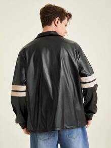 青少年男孩休闲酷山印花舒适长袖连帽羊毛夹克 - 黑色 - 查看 2