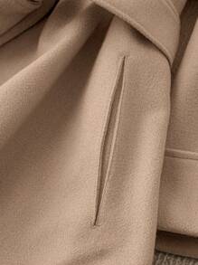 SHEIN Unity Plus Size Women Solid Color Stand Collar Raglan Sleeve Casual Jacket For Autumn/Winter - Brown - View 4