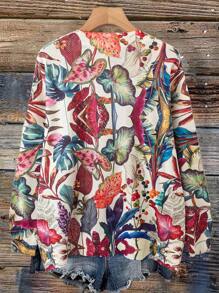 SHEIN LUNE Plus Size Turtleneck Sweater With 3D Floral Print, Pullover, For Winter - Multicolor - View 2