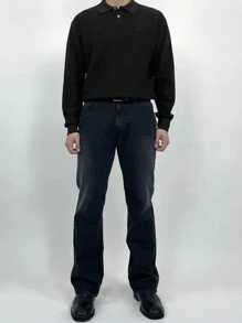 DAZY Men's Casual Solid Color Knit Pullover Sweater, Versatile For Autumn/Winter Business Attire - Black - View 5