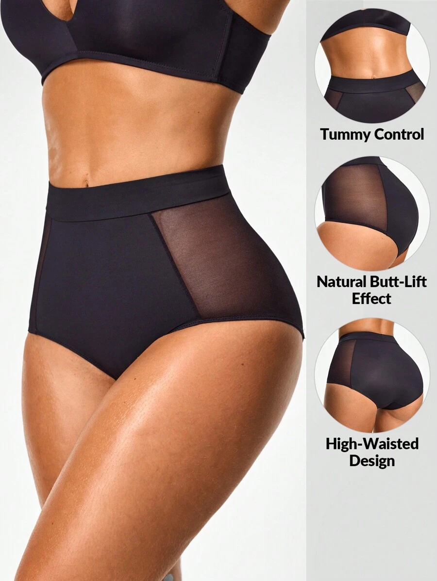 SHAPORA Quần lót định hình eo giữa Shapewear Brief Bottom Body Shaper Butt Lifter-Quần lót kiểm soát eo bụng - màu đen - Xem 1