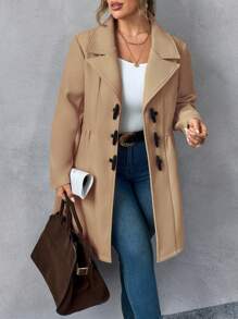 Calvaya Abrigo vintage con botones, ajustado en la cintura, de talla grande