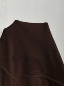 SHEIN Essnce Quần áo thu cỡ lớn, trang phục khoét rỗng cho nữ, trang phục lễ tạ ơn, thời trang thu mới, thường ngày, đi làm, thanh lịch, áo phông cổ cao, tay dài, áo phông trắng, áo dài tay, áo đi chơi - màu nâu - Xem 7