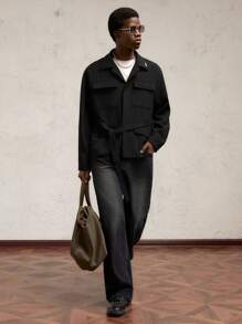AKNOTIC Business Casual Chaqueta holgada de cuello vuelto, de ajuste relajado y de apertura frontal para hombre, adecuada para el otoño