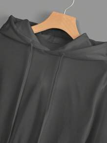 Muchica Women's Pink East Coast Graphic Cropped Drawstring Hoodie - Dark Grey - View 4