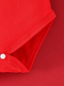 SHEIN Baby Boy Red Big Eye Shaped Monster Bodysuit & Hat Two-Piece Outfits - Red - View 7