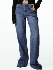 DAZY Women's Simple Button Front Pocket Casual Denim Jeans, Daily Wear Low Rise Jeans - Dark Wash - View 8