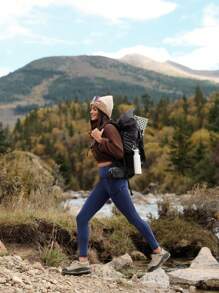 In My Nature 女士高弹力保暖内衬紧身裤，适合户外露营徒步城市通勤、提臀裤 - 藏蓝色 - 查看 9