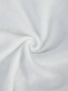 SHEIN مجموعة من سويت شيرت طويل الأكمام بتصميم وجه طفل بنات جميلة وبنطال ذو خصر مرن من القطن الحراري للخريف والشتاء، قطعتان - أبيض وأسود - مشاهدة 4