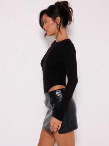 MUSERA Long Sleeve Fitted Bodysuit Casual Spring Summer Vacation - Black - View 2