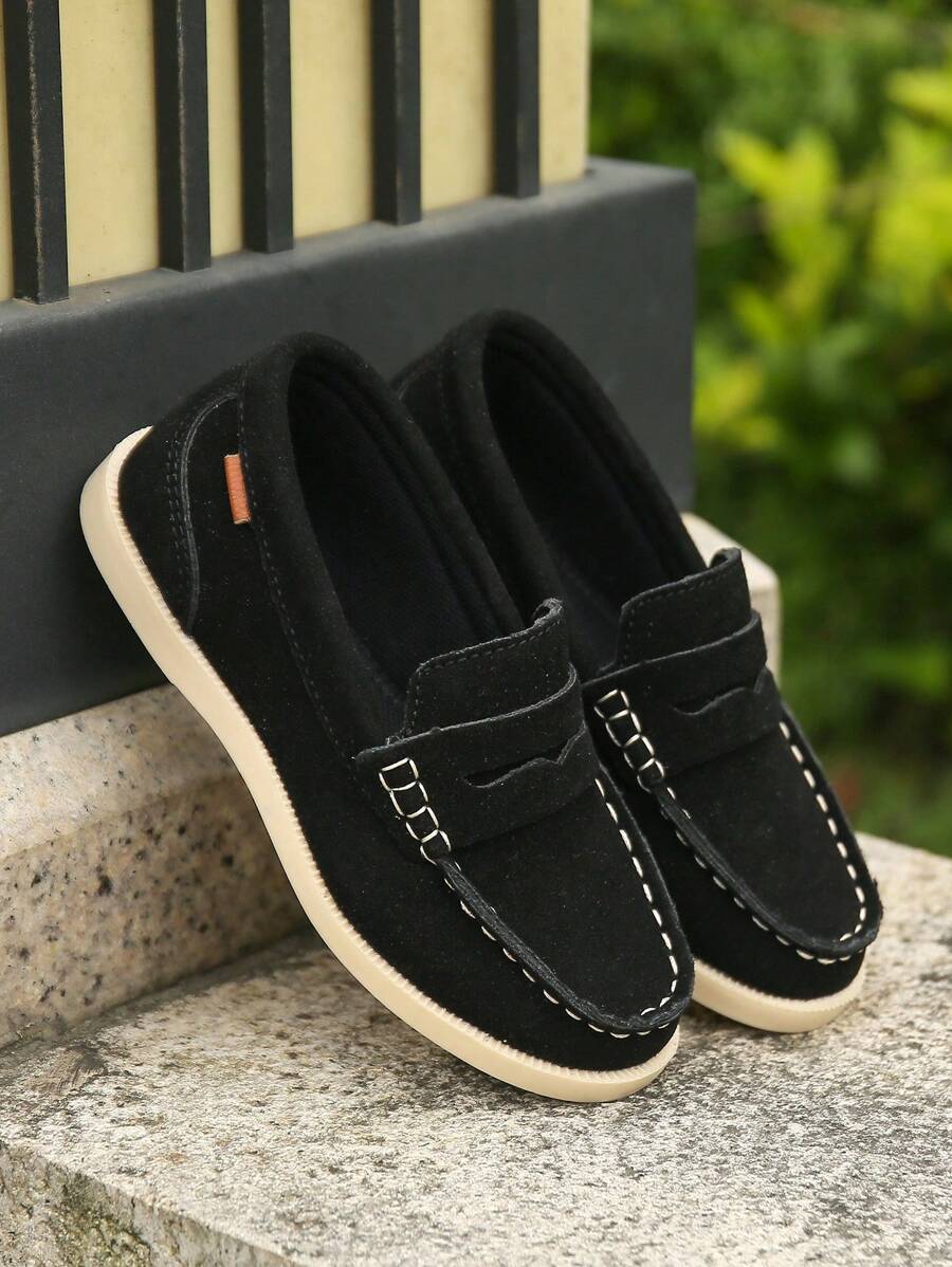 4 季幼儿男童一脚蹬乐福鞋透气防滑平底缝制鞋