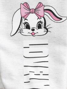 SHEIN 2pcs Baby Girl Cute Cartoon Rabbit Print Casual Sweatpants Set, Autumn/Winter - Multicolor - View 4