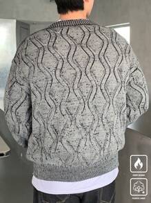Manfinity Hypemode Jersey de punto casual con patrón geométrico para hombre, otoño/invierno