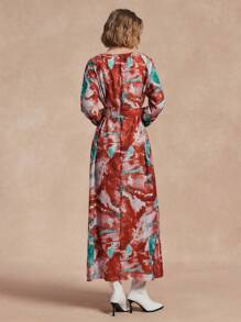 Almamuse Women's Casual Tie-Dye Raglan Sleeve Lantern Sleeve Dress, Autumn Fall Cloth For Women - Multicolor - View 2