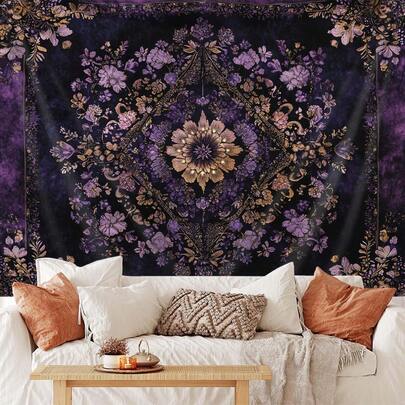 1pc Bohemian Floral Printed Wall Tapestry, For Room Wall Decor, Home Decoration,Fall Decor,Autumn Decor,Room Decor