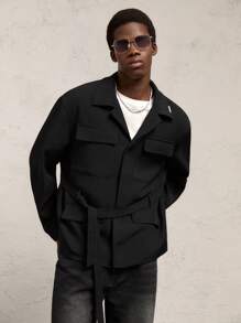 AKNOTIC Business Casual Chaqueta holgada de cuello vuelto, de ajuste relajado y de apertura frontal para hombre, adecuada para el otoño