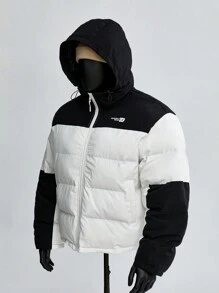 Manfinity VCAY Men's Fashionable Casual Everyday Young Printed Patchwork Quilted Long Sleeve Jacket, For Fall Winter