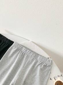 SHEIN Young Girl 2pcs Knit Flared Leggings Set For Spring And Autumn - Multicolor - View 3