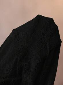 Slaydiva Bộ đồ liền thân ren mỏng hở lưng có thể điều chỉnh gợi cảm & ngọt ngào với ống quần loe - màu đen - Xem 9