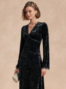 Chiquease Women Velvet Elegant Slim Fit Dress