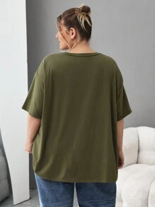 SHEIN CURVE+ Plus Size Christmas T-Shirt With Christmas Tree And Snowman Print, For Autumn/Winter