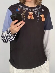 Manfinity VCAY 男士针织时尚休闲宽松落肩长袖T恤 - 彩色 - 查看 3