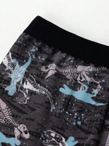 SHEIN 5 件装 男童恐龙丛林印花棉质舒适平角内裤，时尚设计 - 彩色 - 查看 3
