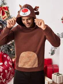 GENTILAND 宽松针织落肩长袖连帽衫，适合圣诞节、家庭搭配、情侣度假休闲卡其色拼色连帽衫，适合朋友、丈夫、男朋友的礼物