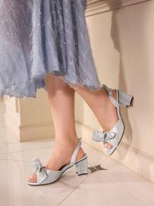 CUCCOO TILAWA 女士水钻蝴蝶结装饰高跟凉鞋 - 銀色 - 查看 10