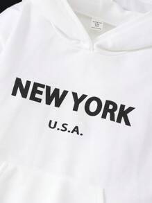 Tween Girls Letter Print Long Sleeve Casual Hoodie Sweatshirt Multi-Piece Set