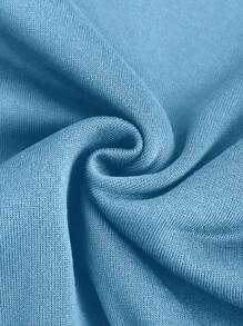 Manfinity Hypemode Áo hoodie nỉ in chữ và sao thường ngày cho nam màu xanh, Thu/Đông - Màu xanh nhạt - Xem 4