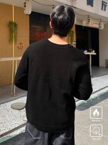 Manfinity Hypemode Maglia casual da uomo in tinta unita con scollo a V, maniche lunghe, versatile, adatta per uscire con gli amici