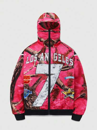 Street Life Men's Branch & Dead Tree Camouflage Print Zip-Up Hooded Sweatshirt, Streetwear