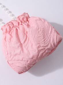 SHEIN Tween Girls Elegant Solid Color Long Sleeve Embossed Dress With Hat And Bag Set, Autumn/Winter - Pink - View 3