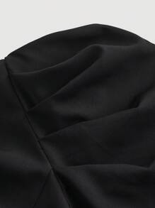 SHEIN MOD Camisa de mujer de talla grande con mangas gigote, cuello obispo y botones metálicos de color blanco - Negro - Ver 4
