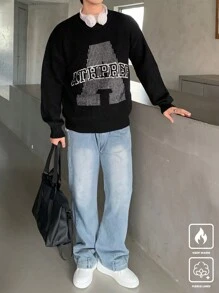 Claim Dot Men's Letter Pattern Round Neck Long Sleeve Casual Sweater For Autumn And Winter - Multicolor - View 5