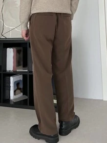 DAZY Men's Casual Solid Color Slant Pocket Straight Leg Suit Pants, Autumn