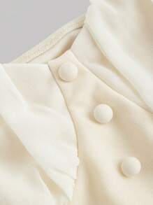 SHEIN MOD Bộ 2 món trang phục thanh lịch tay bồng lãng mạn màu mơ cho nữ, trang phục dự tiệc và dạ hội, trang phục ngày lễ cho phụ nữ vào đêm giao thừa - Màu be - Xem 4