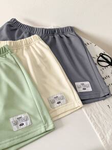 SHEIN Bộ 3 quần short màu xám trắng xanh lá cây thoải mái thường ngày cho bé gái mùa hè - Nhiều màu - Xem 5