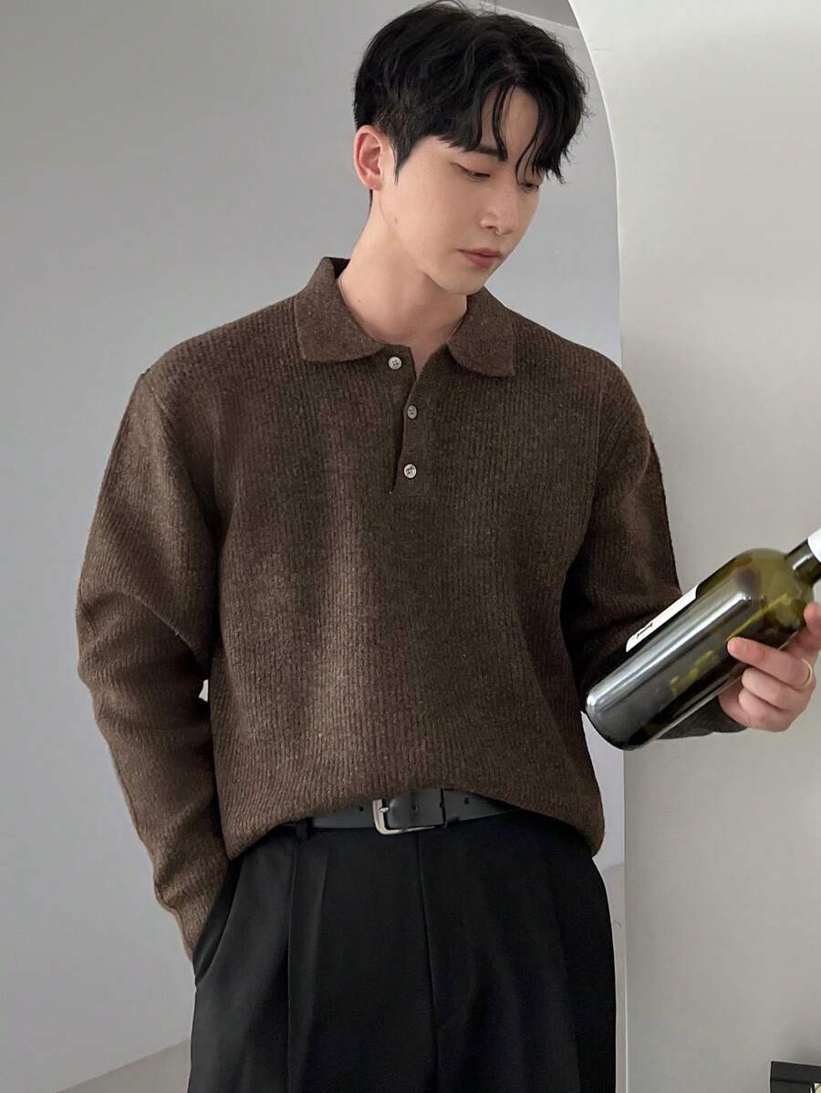 DAZY Men's Button Front Long Sleeve Casual Sweater Fall,Winter - Brown - View 1