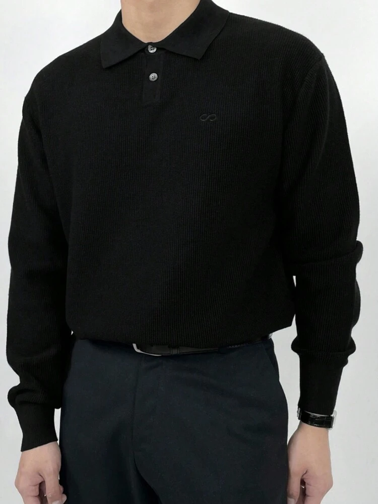 Men's Casual Solid Color Knit Pullover Sweater, Versatile For Autumn/Winter Business Attire