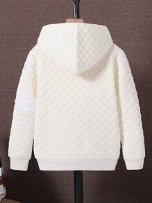 SHEIN Tween Boy Casual Color Block Textured Sweatshirt Pullover, Autumn/Winter - Apricot - View 2
