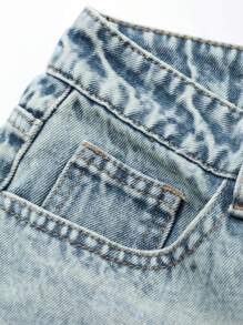 DAZY Women Casual Front Button Pocket Straight Leg Denim Jeans,Baggy Jeans