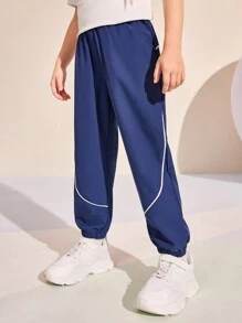 SHEIN Quần thể thao màu trơn cho bé gái, quần dài thoải mái, đa năng, phong cách tối giản thời trang của Mỹ dành cho luyện tập thể dục, thể hình, tập luyện, quần dài thường ngày - Màu xanh lam - Xem 6