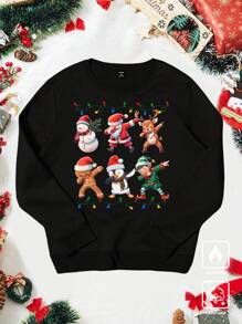 Manfinity Homme Áo thun nam dài tay Giáng sinh, Tai hươu, Ông già Noel, Nai sừng tấm, Mũ ông già Noel, Người tuyết, Vui nhộn, Áo chui đầu cổ tròn in họa tiết ngày lễ, Quà tặng cho bạn bè, Chồng, Bạn trai - màu đen - Xem 3