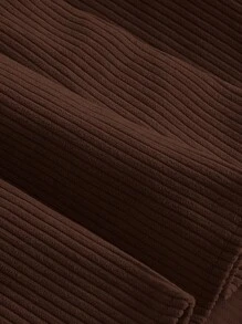 SHEIN MOD 大码正面纽扣背心西装外套和百褶裙（不含衬衫） - 棕色 - 查看 3