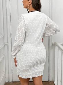 SHEIN Privé Plus Size Women Fitted Mini Clash Color Deep V Neck Bowknot Waist Elegant Ins Casual Dress
