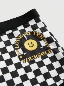 JORD.DESIGNS 3 件套笑脸和棋盘格印花比基尼三角裤 - 黑色 - 查看 3