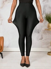 SHEIN Lady Spring And Summer Green Knitted Long Plus Size Leggings Women Leggings